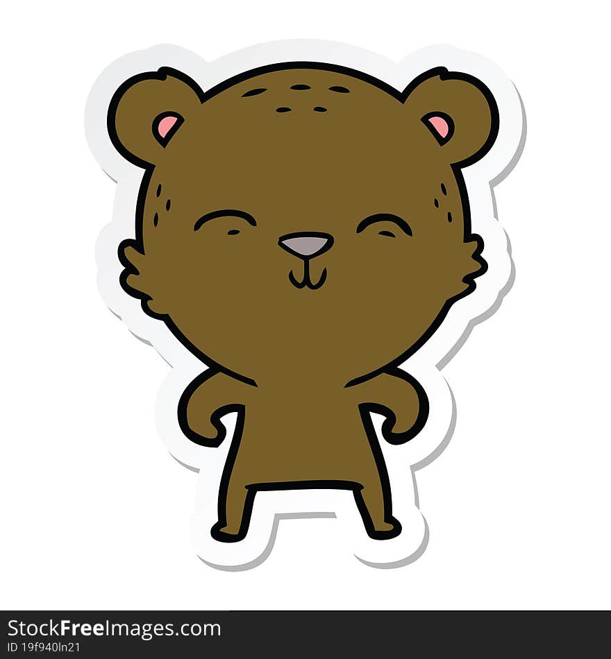 sticker of a happy cartoon bear