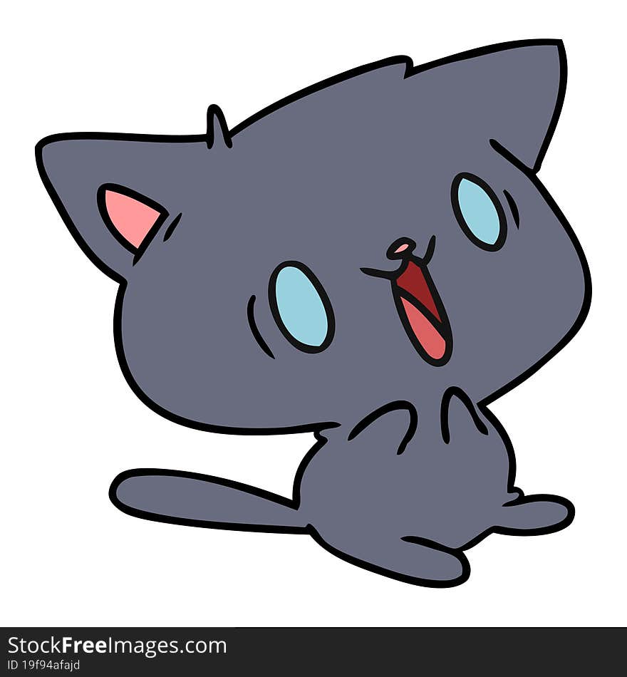 cartoon illustration of cute kawaii cat. cartoon illustration of cute kawaii cat