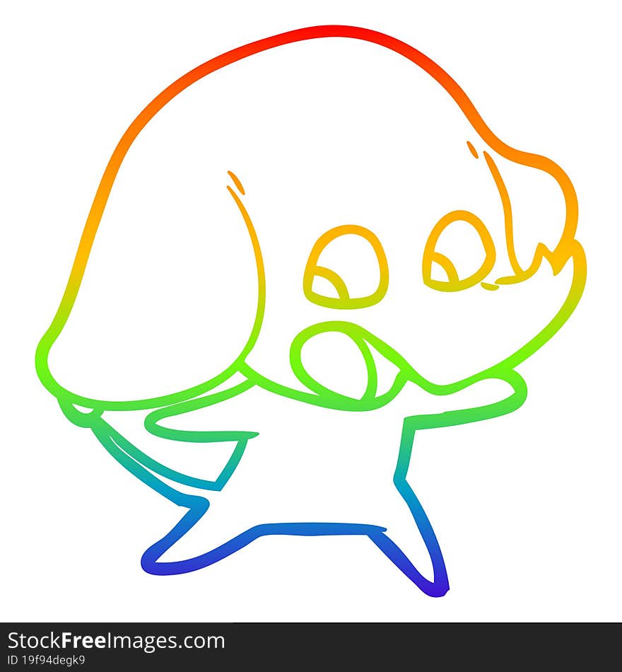 rainbow gradient line drawing cute cartoon elephant