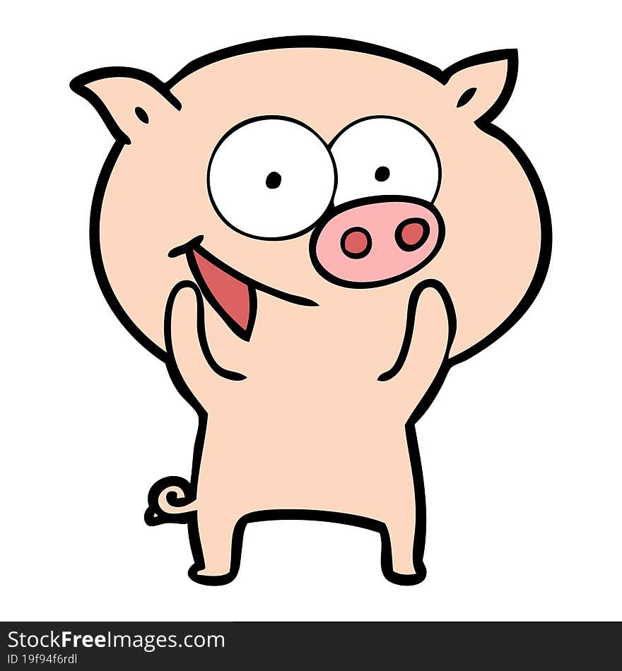 cheerful pig cartoon. cheerful pig cartoon