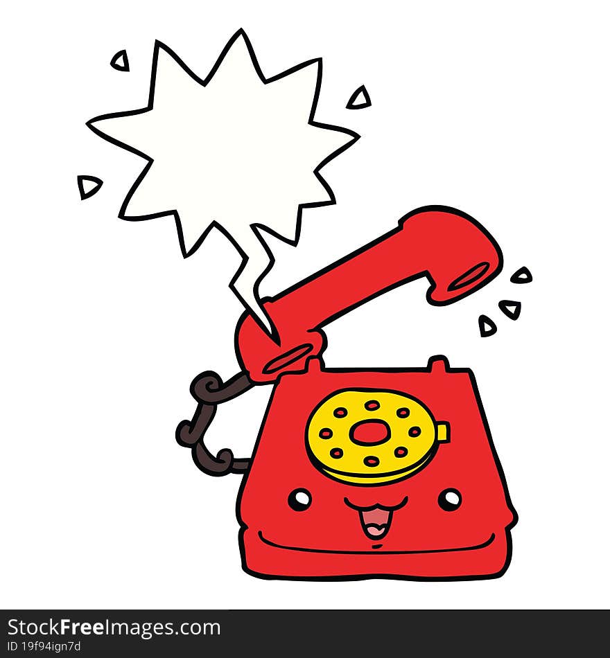 Cute Cartoon Telephone And Speech Bubble