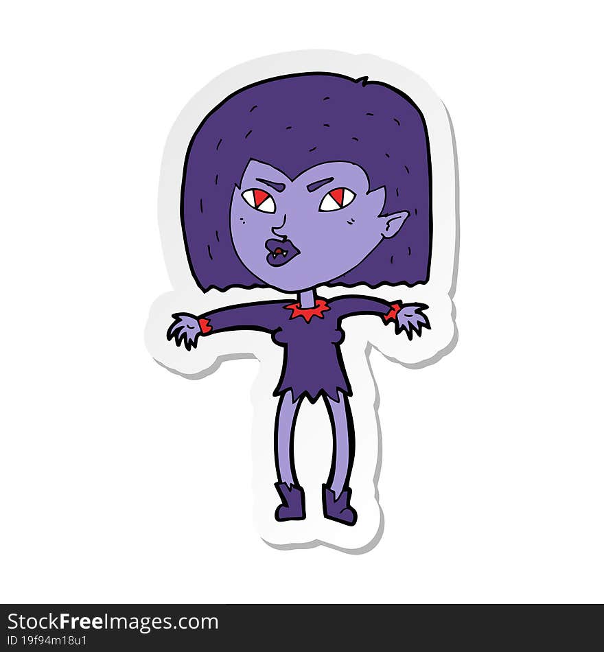 Sticker Of A Cartoon Vampire Girl