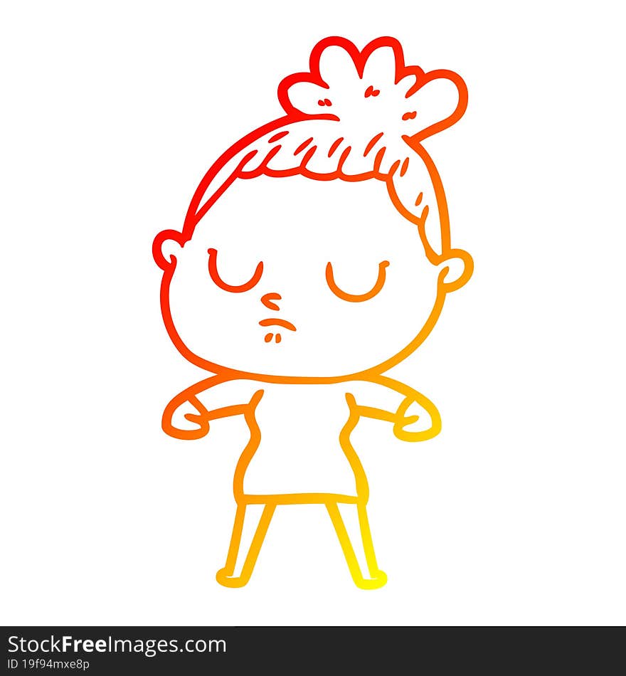 warm gradient line drawing cartoon calm woman