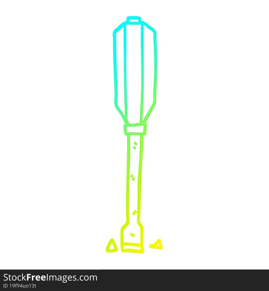 cold gradient line drawing cartoon screwdriver