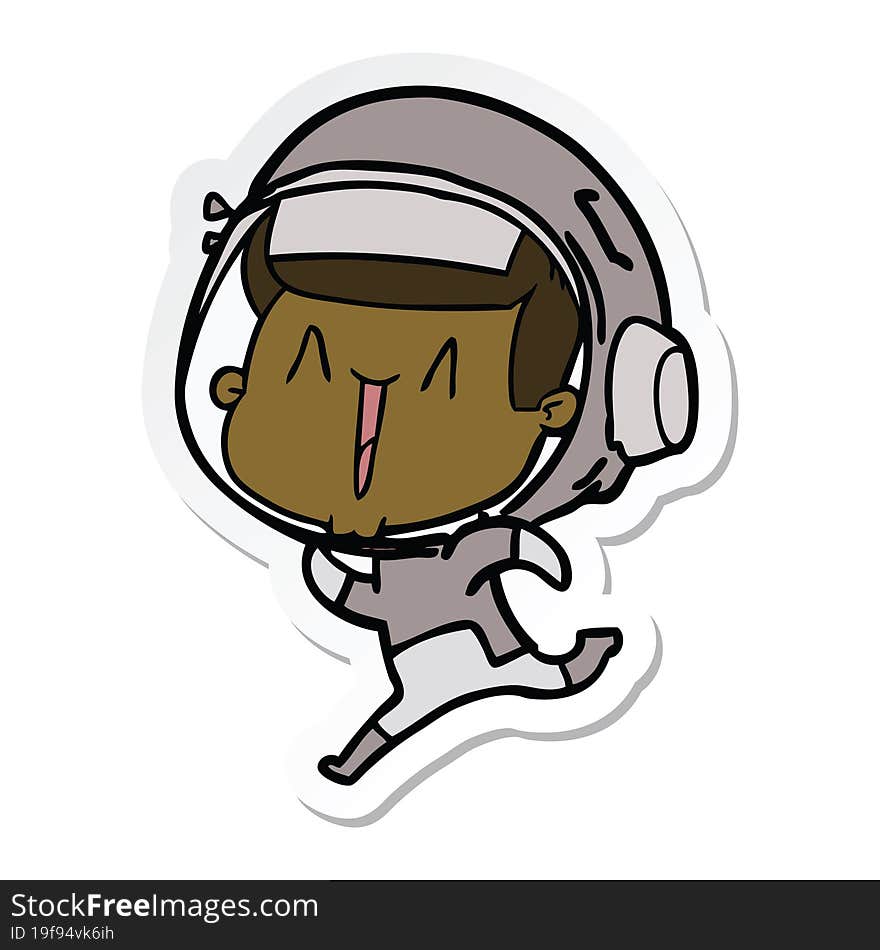 sticker of a happy cartoon astronaut