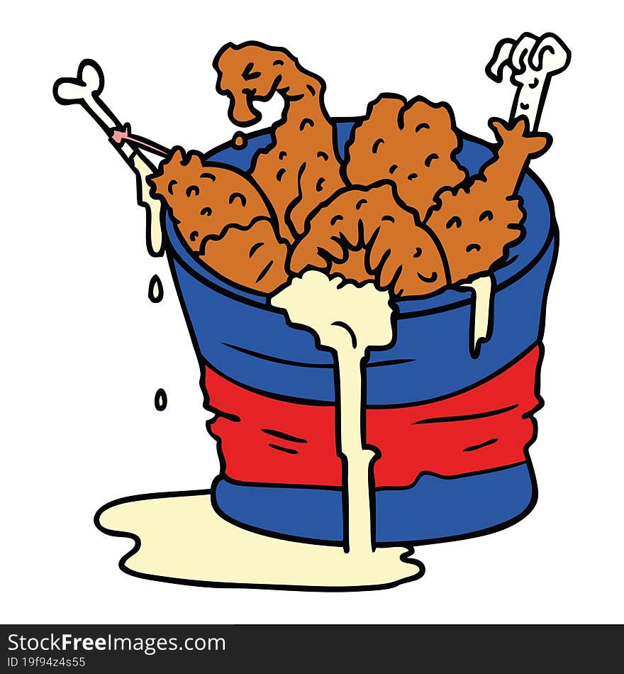 cartoon doodle bucket of fried chicken