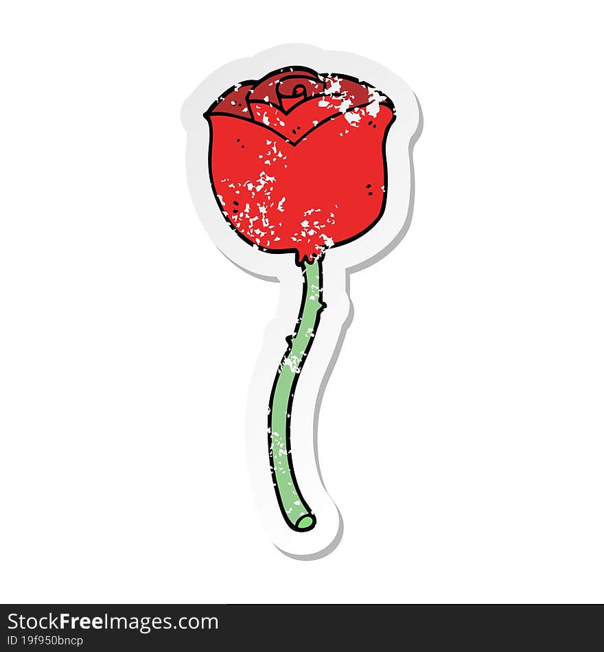 distressed sticker of a cartoon rose