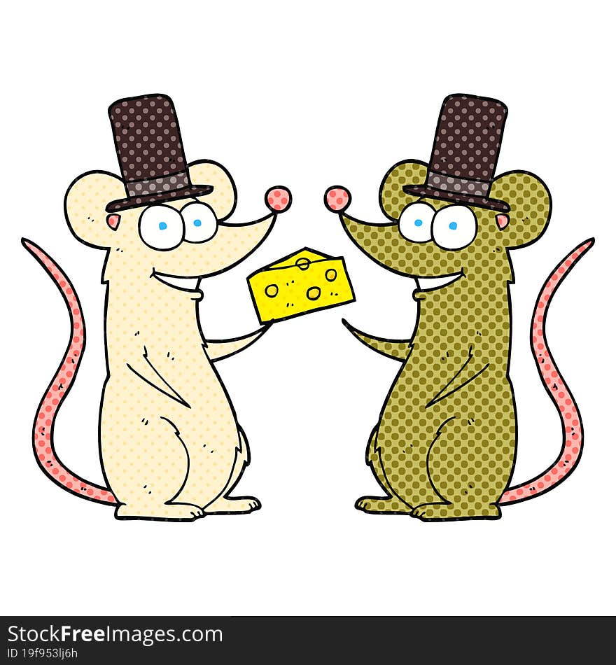 comic book style cartoon mice with cheese