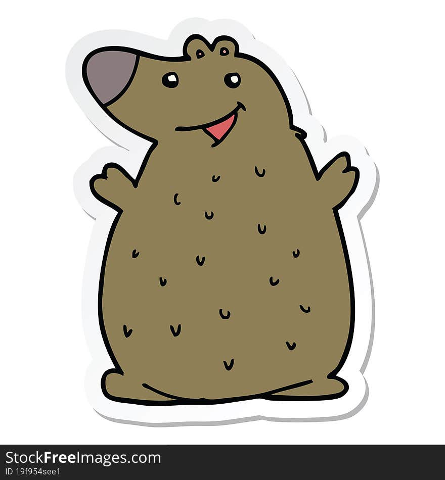 Sticker Of A Cartoon Happy Bear