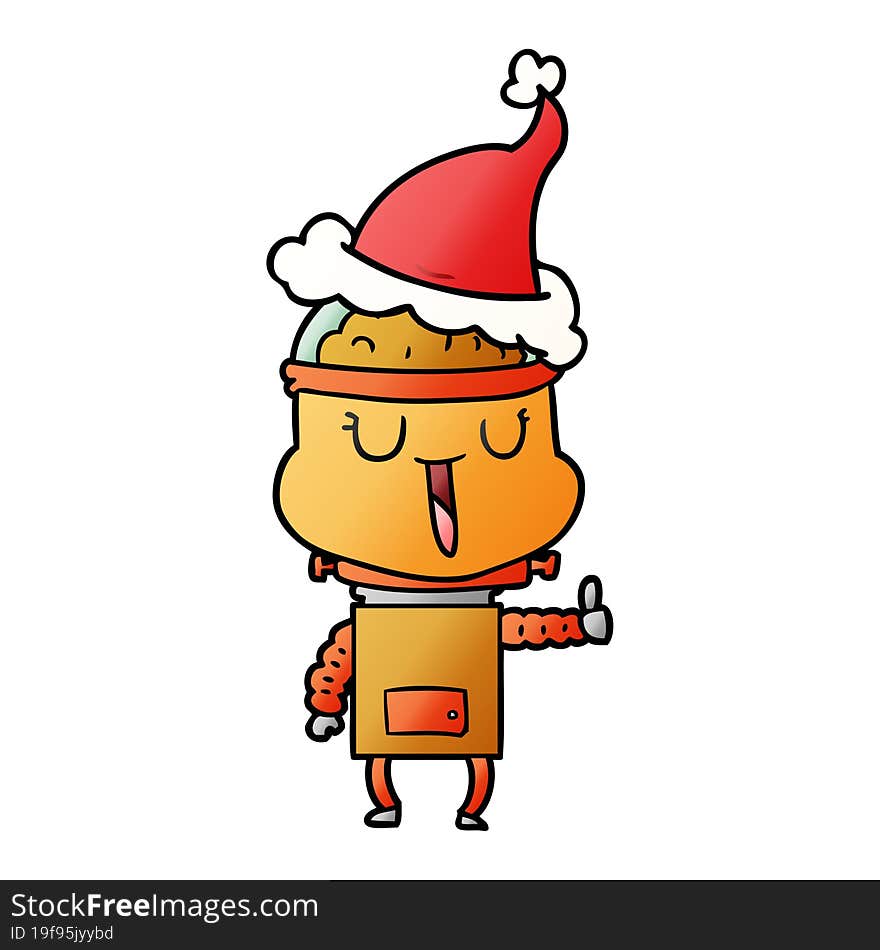 happy gradient cartoon of a robot wearing santa hat