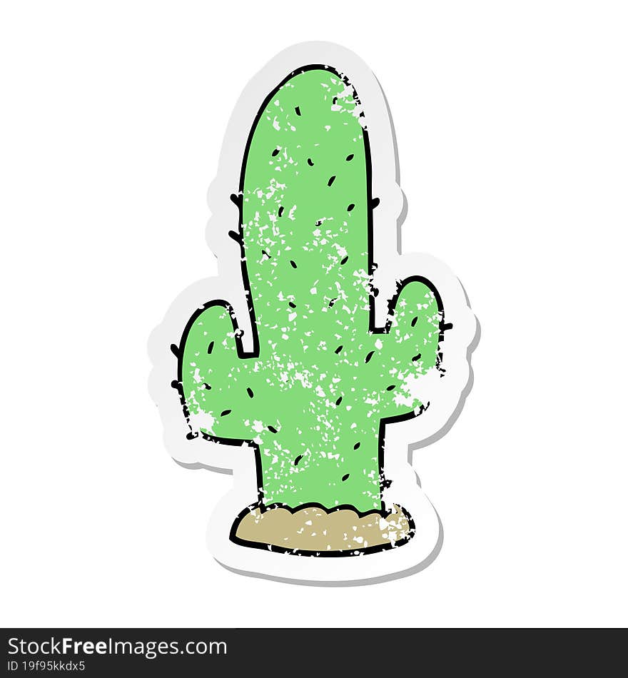 Distressed Sticker Of A Cartoon Cactus