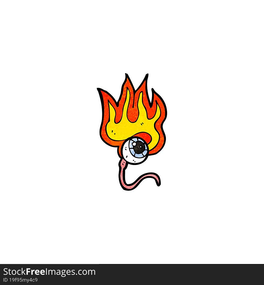 cartoon burning eyeball