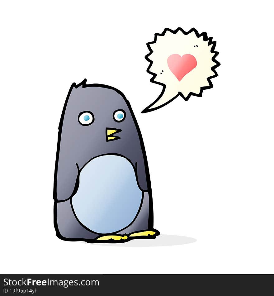 cartoon penguin with love heart