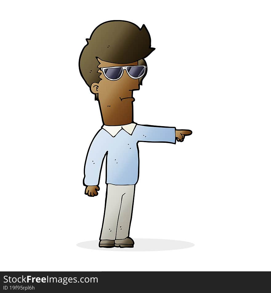 cartoon man in glasses pointing