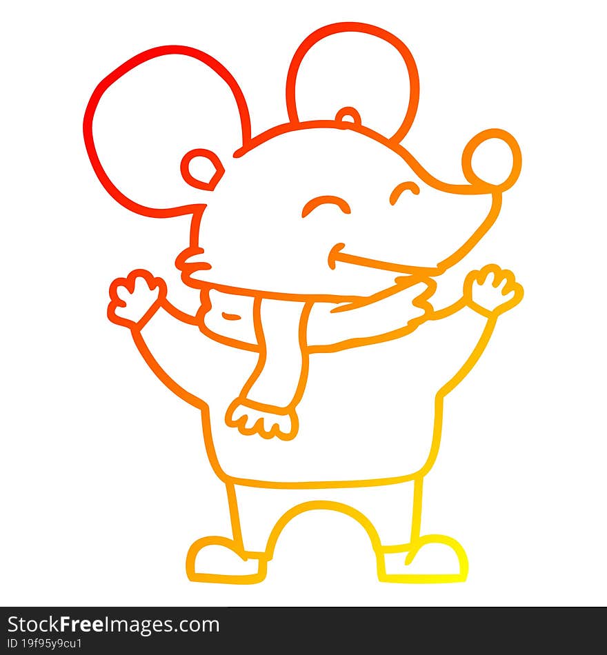 warm gradient line drawing cartoon mouse