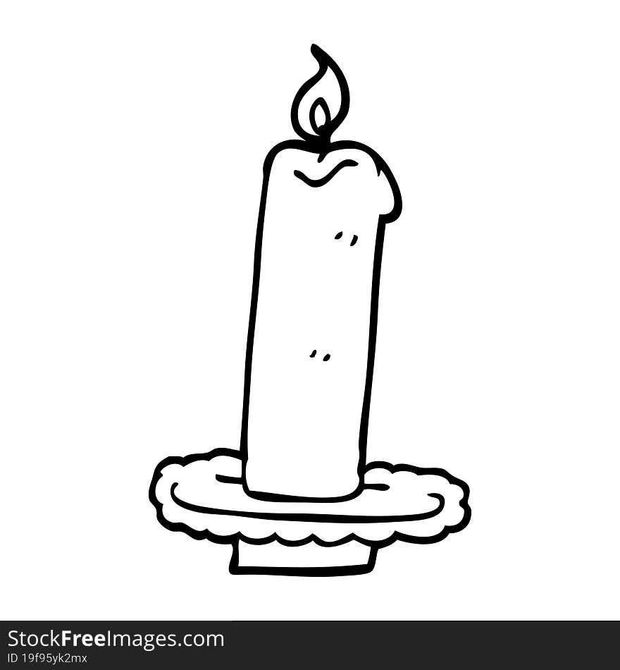 Line Drawing Cartoon Burning Halloween Candle