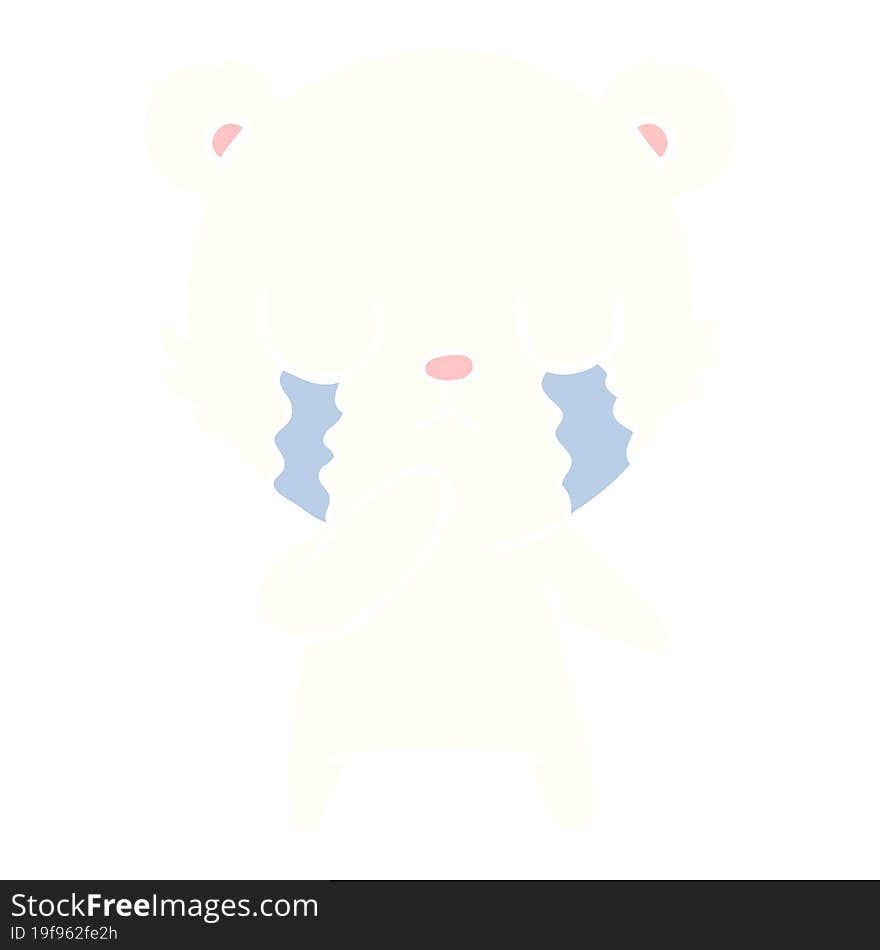 Crying Polar Bear Flat Color Style Cartoon