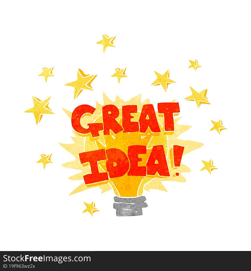 Retro Cartoon Great Idea Light Bulb Symbol