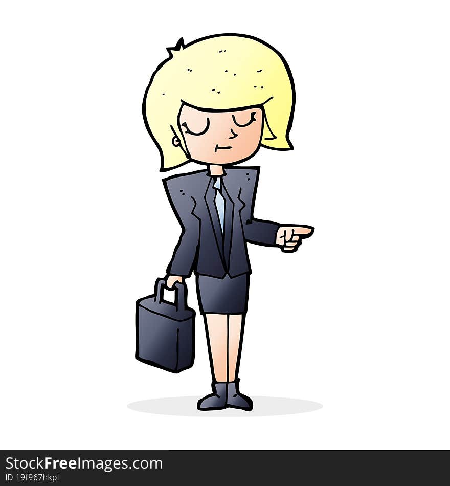 cartoon businesswoman pointing