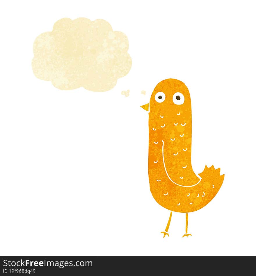 Funny Cartoon Bird With Thought Bubble