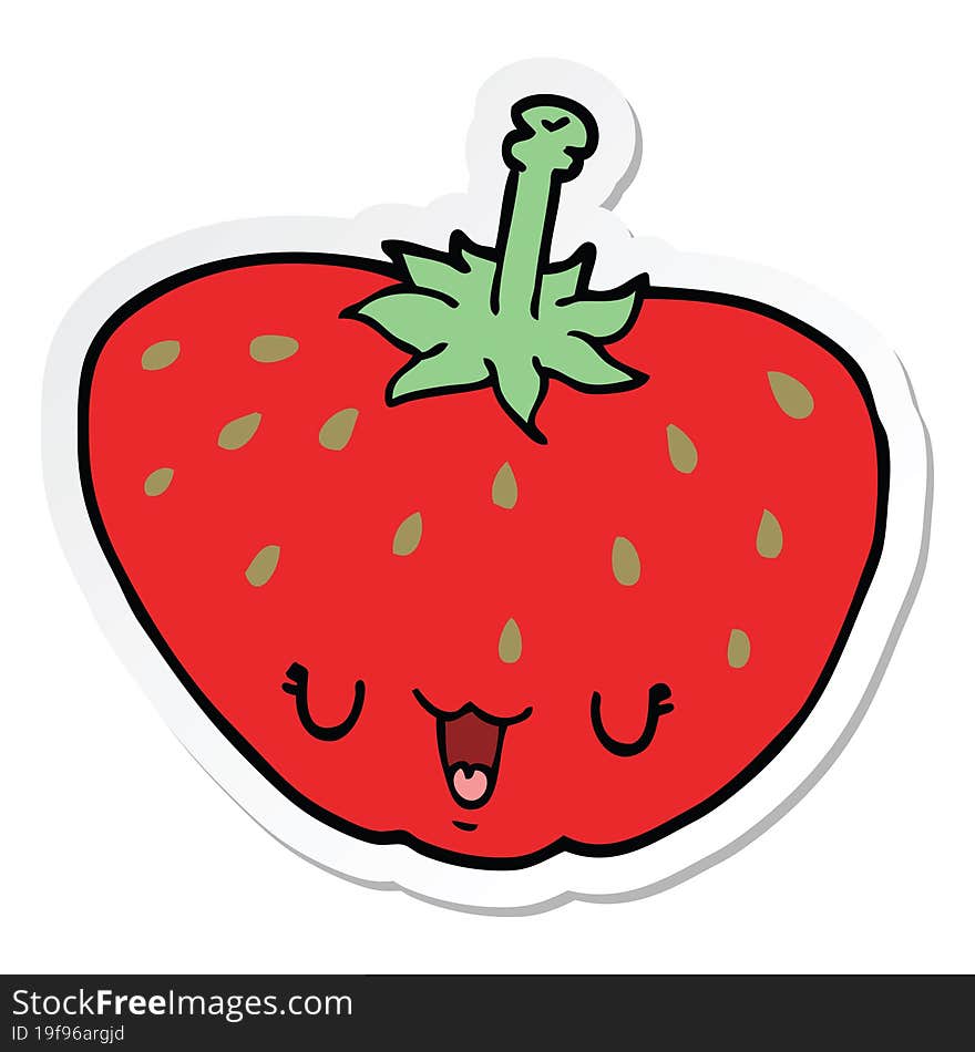 sticker of a cartoon strawberry