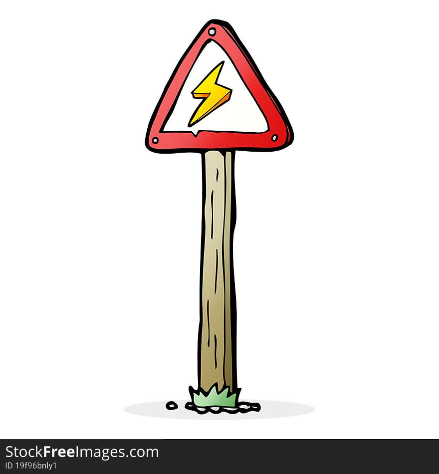 cartoon electrical warning sign