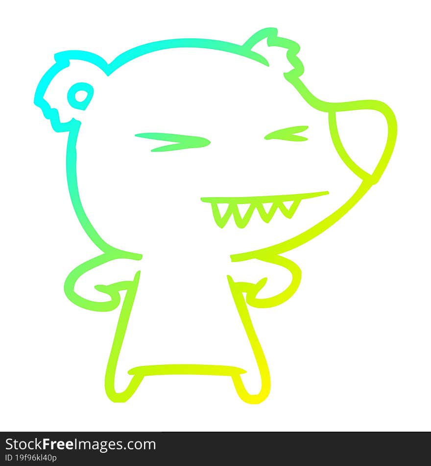 cold gradient line drawing angry polar bear cartoon