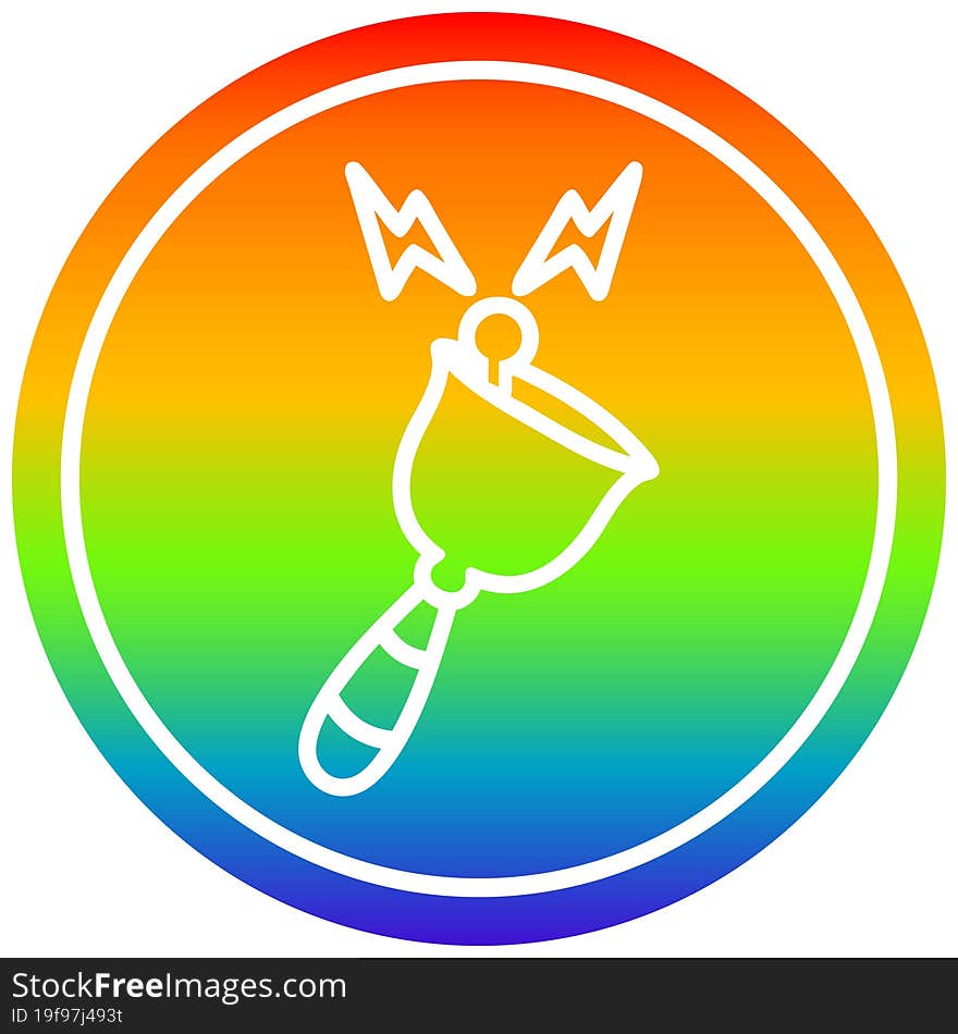 ringing bell circular icon with rainbow gradient finish. ringing bell circular icon with rainbow gradient finish