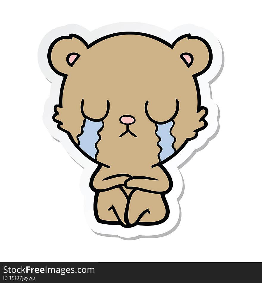 Sticker Of A Crying Cartoon Bear