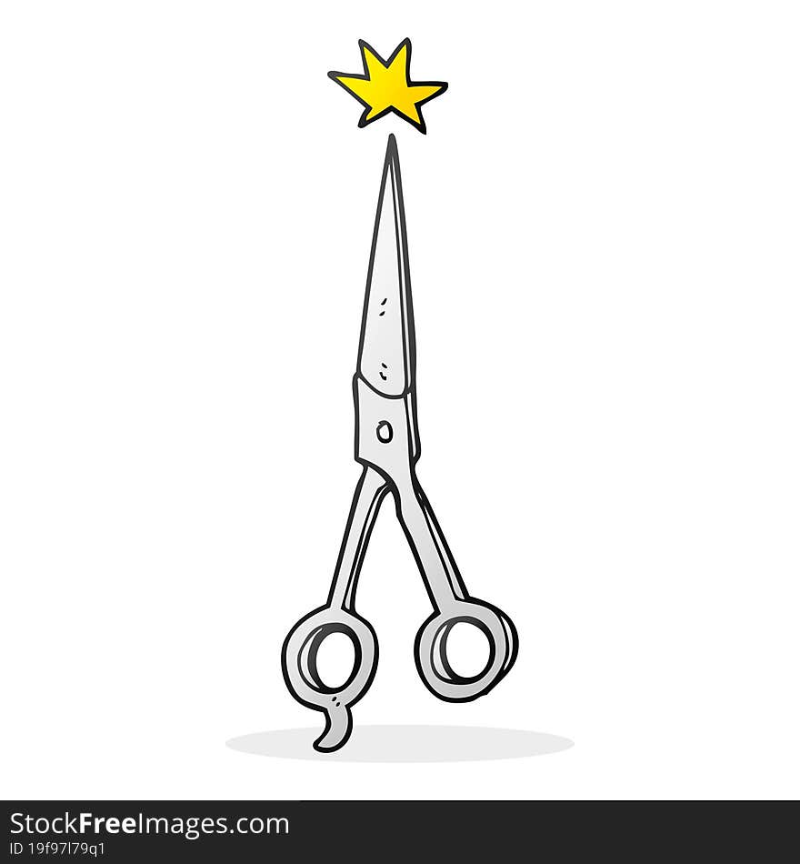 freehand drawn cartoon barber scissors