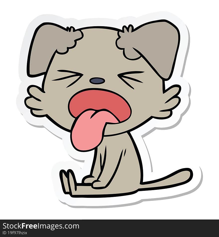 sticker of a cartoon sitting dog