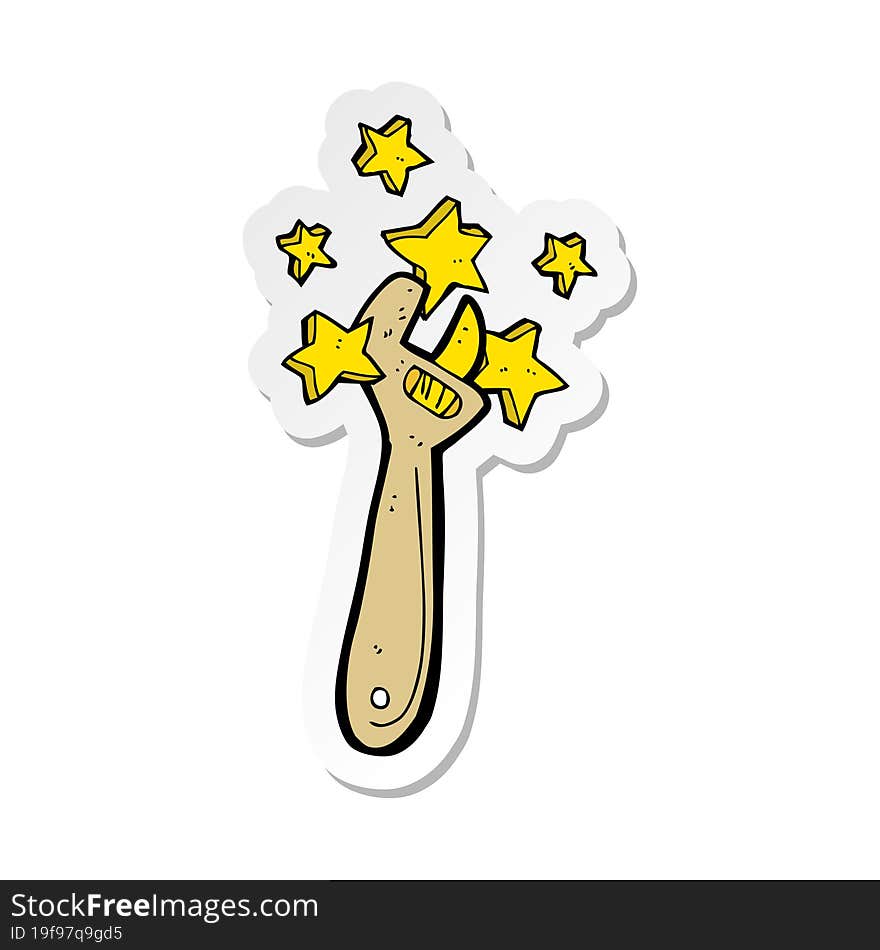 sticker of a cartoon adjustable spanner