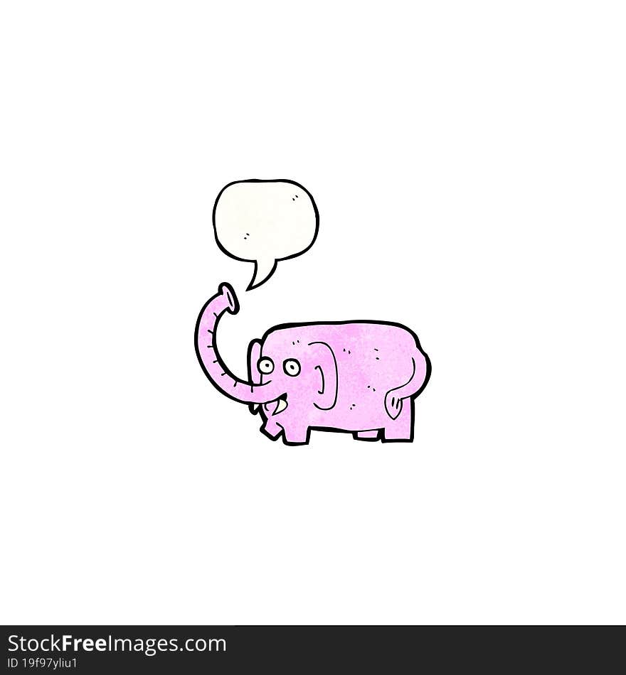 Cartoon Pink Elephant Trumpeting