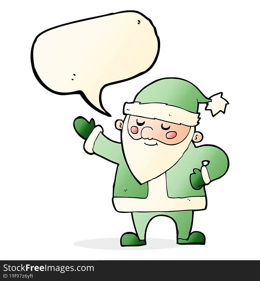 cartoon santa claus with speech bubble