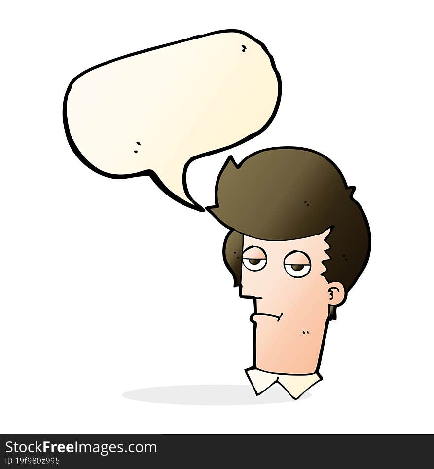 cartoon bored man with speech bubble