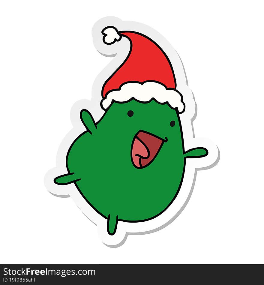 christmas sticker cartoon of kawaii bean