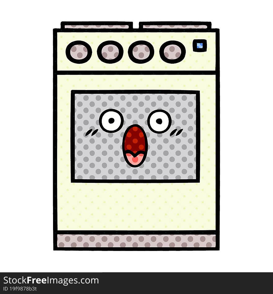 Comic Book Style Cartoon Kitchen Oven