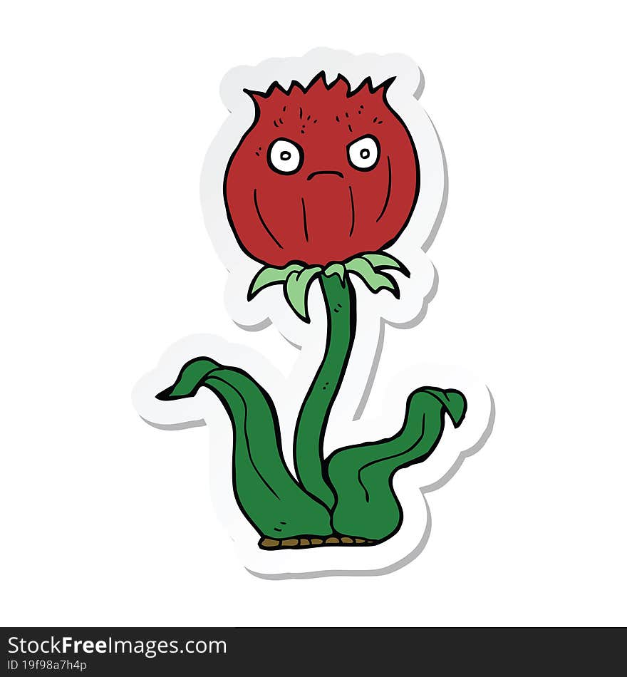 sticker of a cartoon thistle