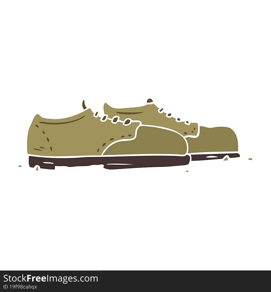 Flat Color Style Cartoon Old Shoes