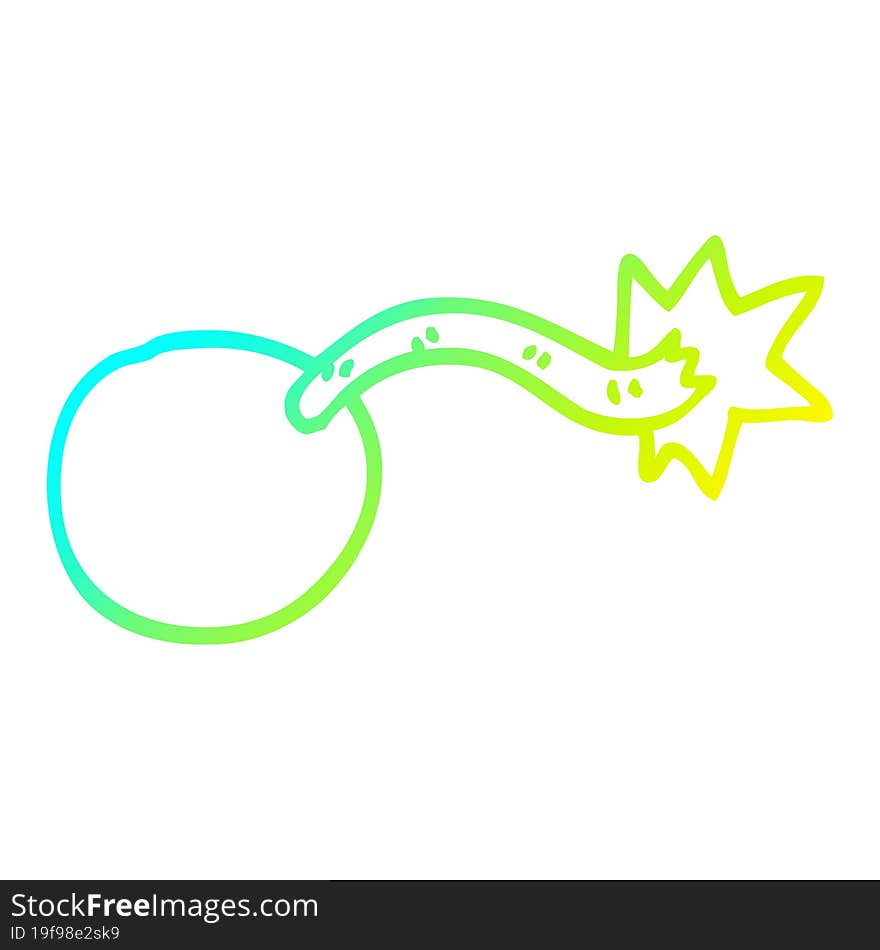 cold gradient line drawing round cartoon bomb