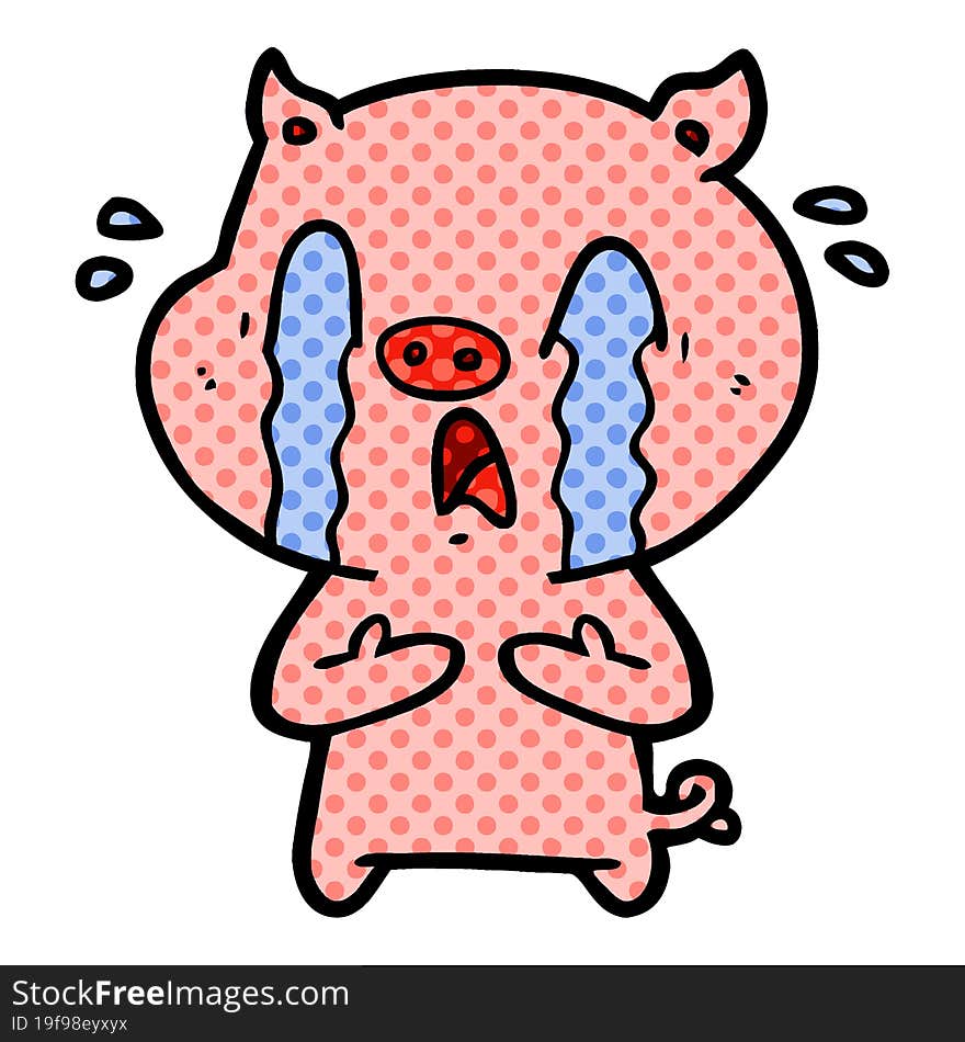 crying pig cartoon. crying pig cartoon