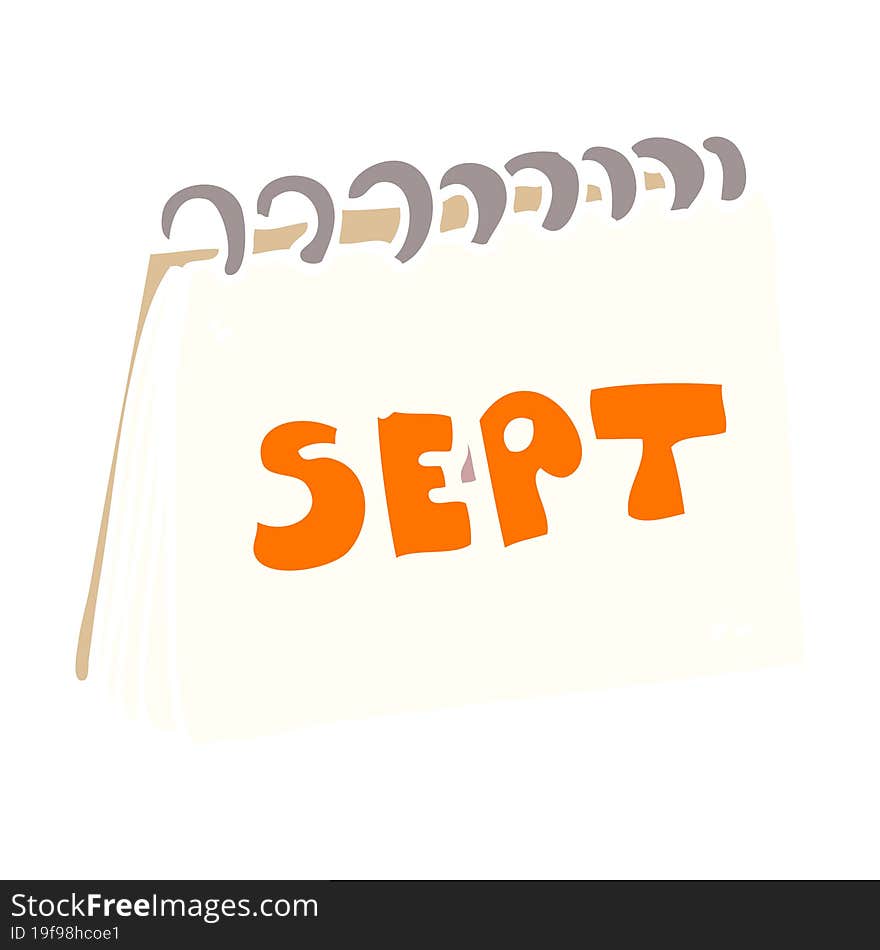 cartoon doodle calendar showing month of september