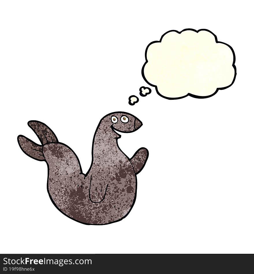 Cartoon Happy Seal With Thought Bubble