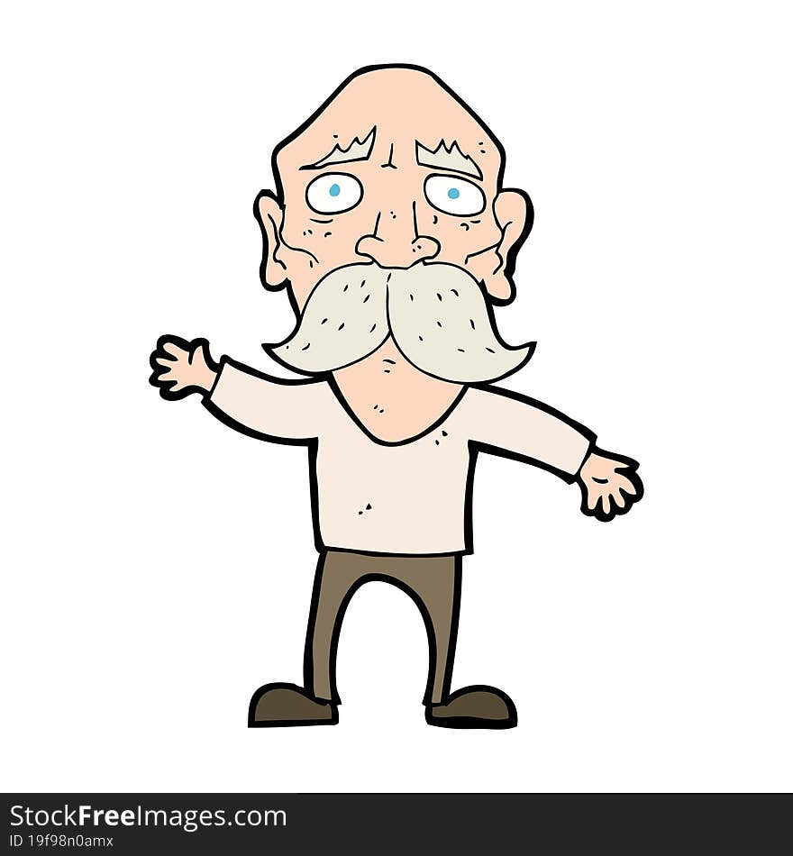 cartoon worried old man