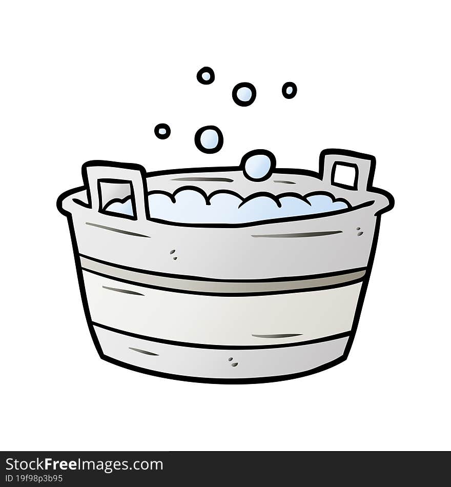 cartoon old tin bath full of water. cartoon old tin bath full of water