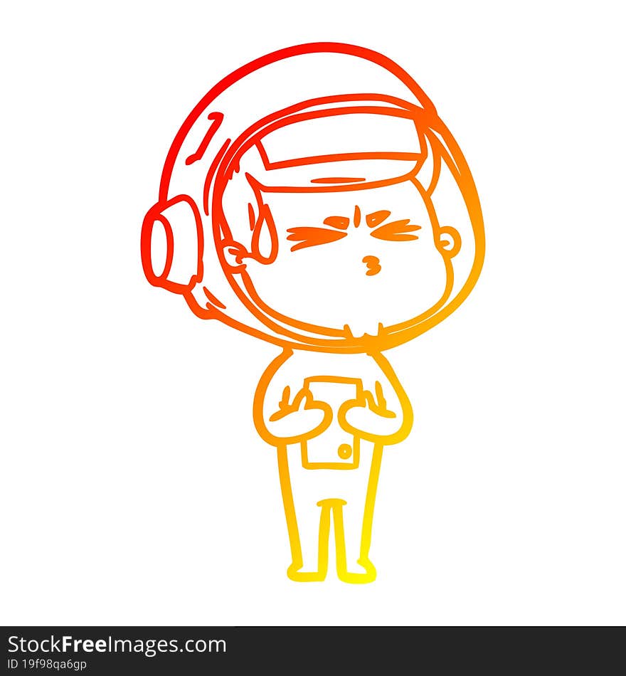 warm gradient line drawing cartoon stressed astronaut