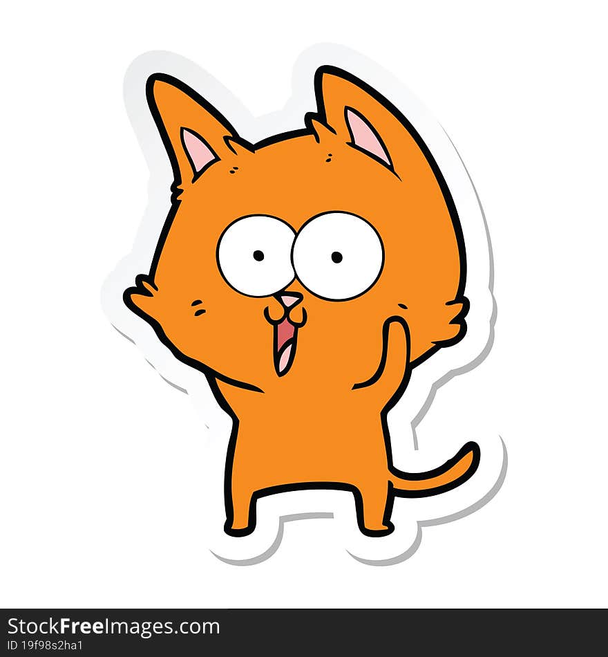 Sticker Of A Funny Cartoon Cat