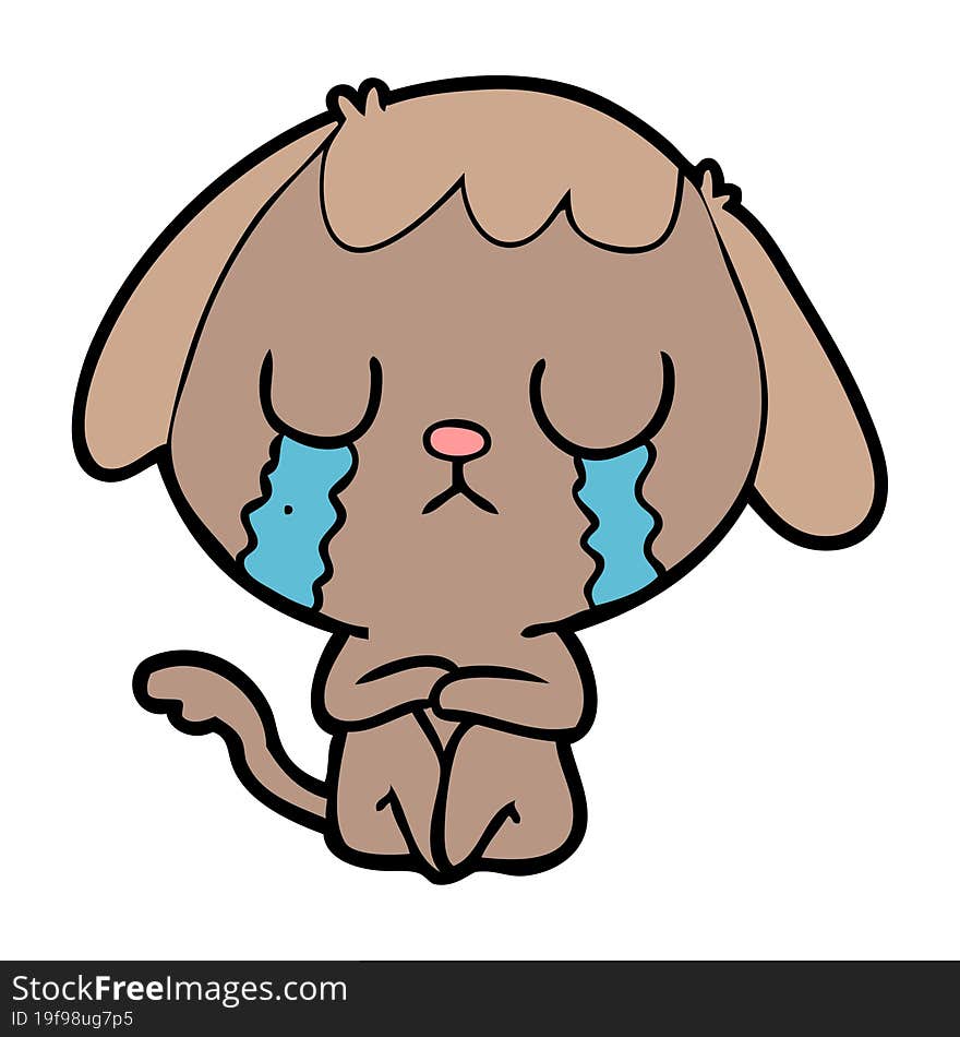 cute cartoon dog crying. cute cartoon dog crying