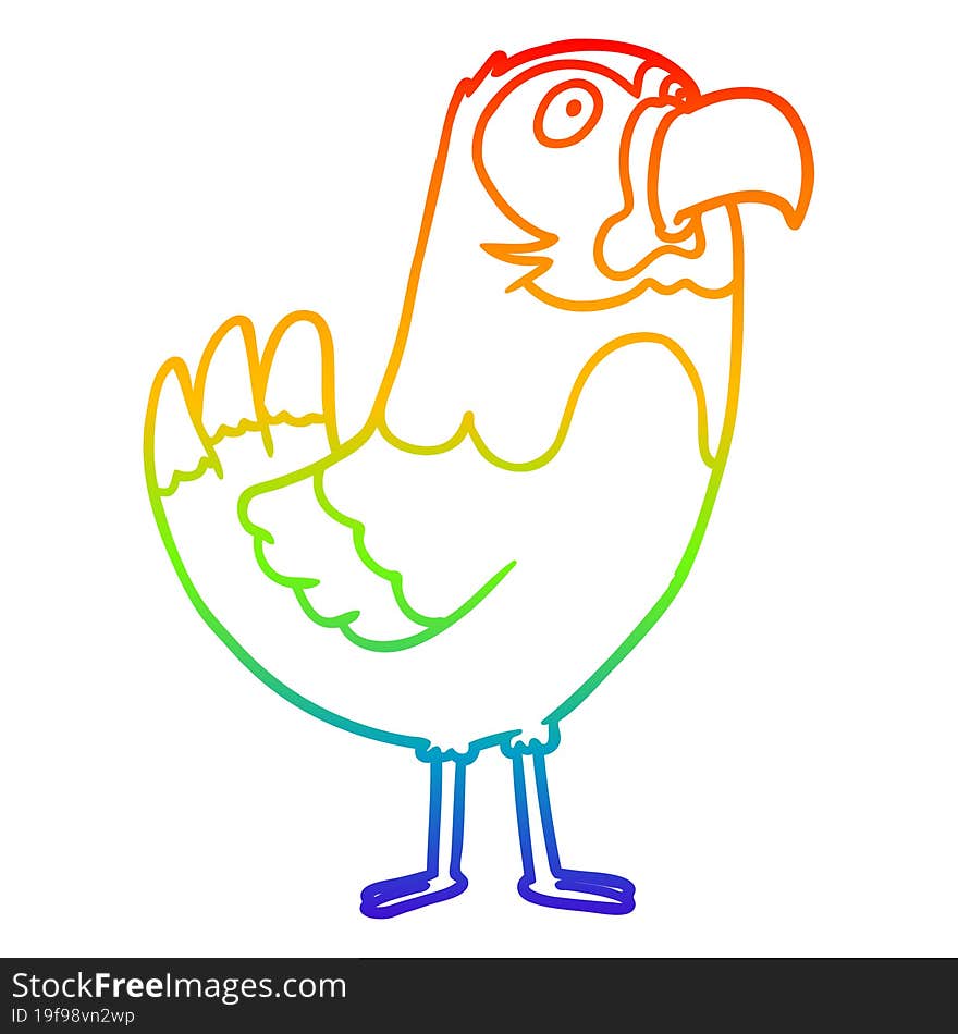 rainbow gradient line drawing cartoon parrot