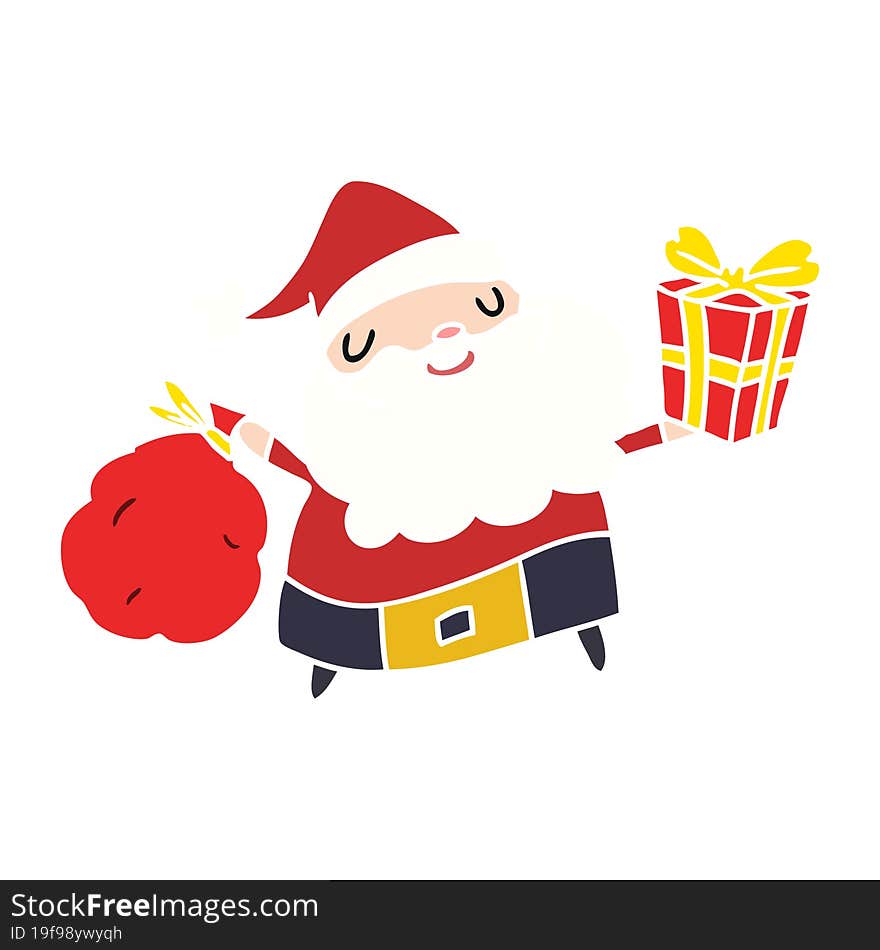 hand drawn christmas cartoon of kawaii santa